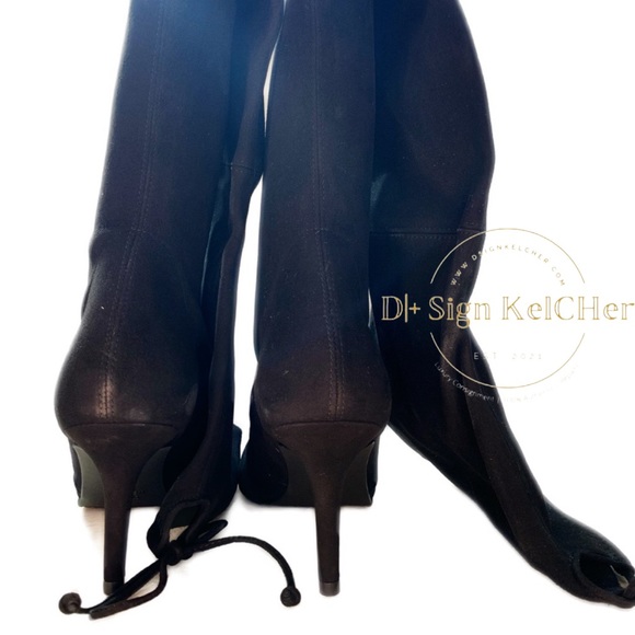 Stuart Weitzman Black Tiemodel Suede Pointed Toe heeled over the knee boots - Picture 2 of 14